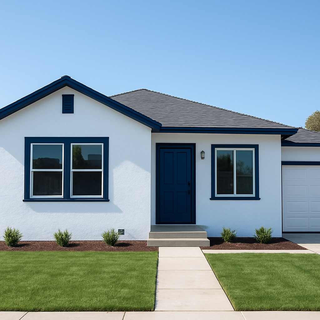 Exterior stucco home repaint after